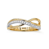 14K Two Tone Diamond Crossover Ring
